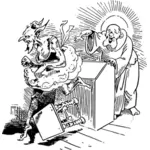 Saint Anthony de Padua ataca demonio dibujo vectorial